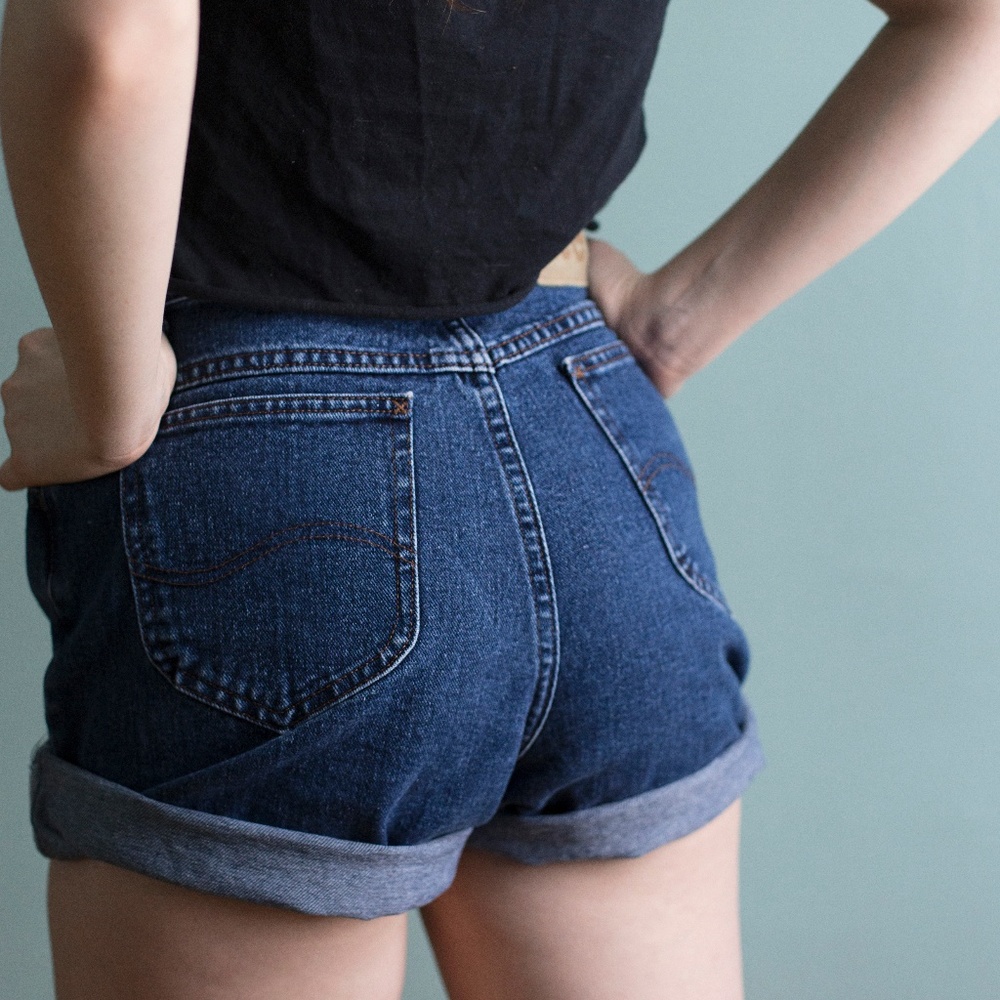 Vintage Lee Blue Denim High Waisted Shorts